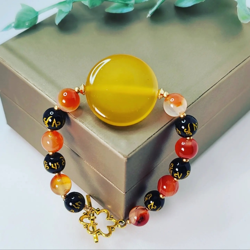 Red agate bracelet 10 mm